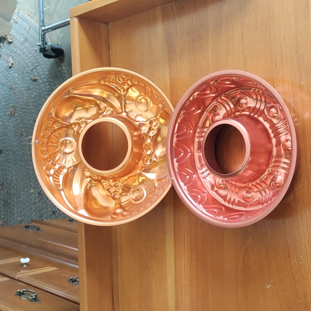 Vintage Copper Tone Bundt Pans / Jello Molds Aluminum / Wall Hanging